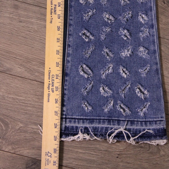 0285-Nova Men Distressed Flare Jeans Size 30 – Blue Ripped Denim - Picture 6 of 10